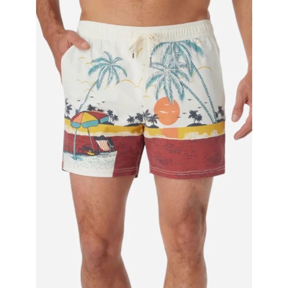 Fair Harbor The Bungalow 5” Swim Trunk in Beach Sunset, a size XXL, NWT